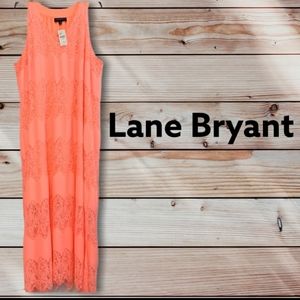 Lane Bryant Long Summer Dress Bright Coral 22/24